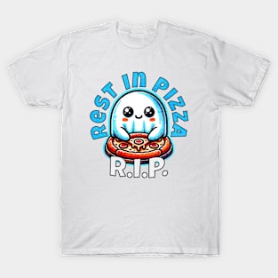 RIP Rest in Pizza - Cute Ghost with Pizza T-Shirt